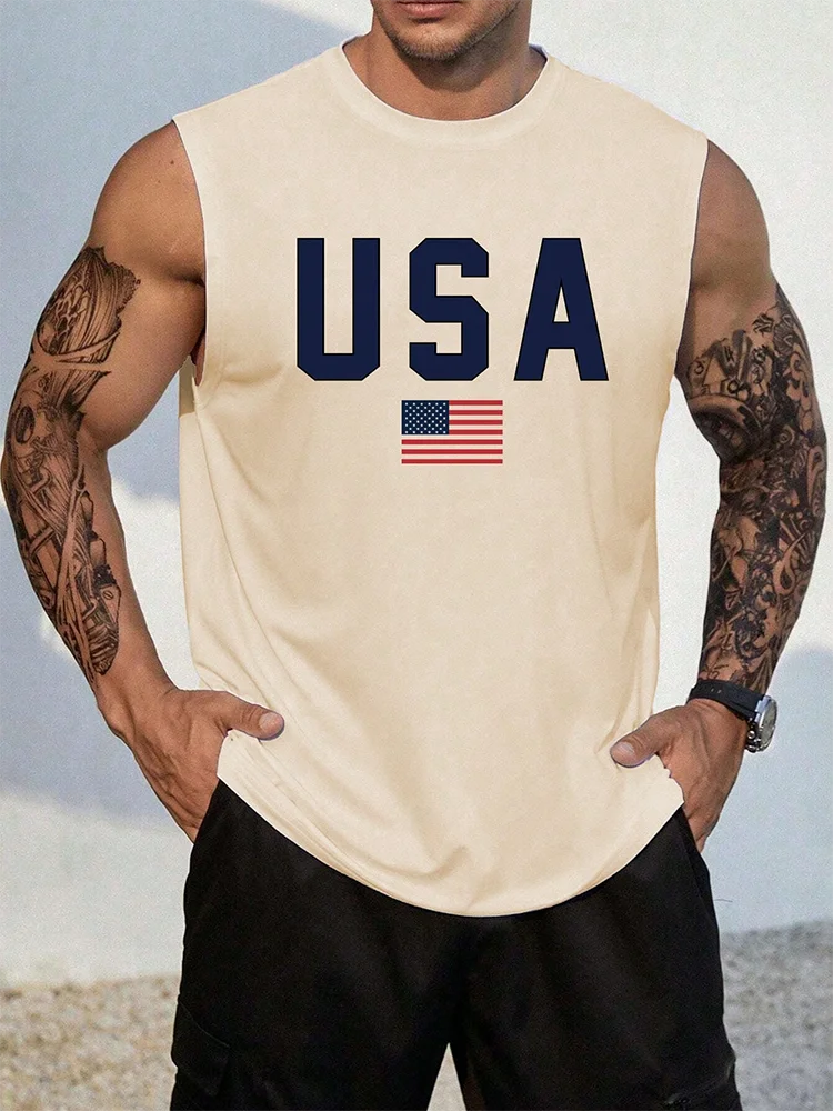 Men USA Flag Tank Top – Sleeveless Summer Streetwear