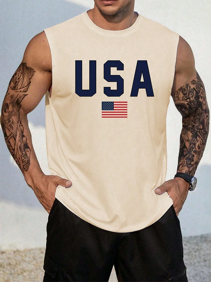 Men USA Flag Tank Top – Sleeveless Summer Streetwear